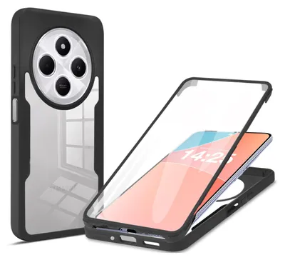 Produktbild von 360 Grad Rundum Schutz Handyhülle für Xiaomi Redmi 14C Full Cover Vollschutz Case Farbe: Schwarz