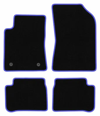 Produktbild von Velours-Fußmatten für Citroen C3 III 2017- (Schrägheck) – 4-tlg, Schwarz/Blau, passgenau – Wielganizator CARLUX