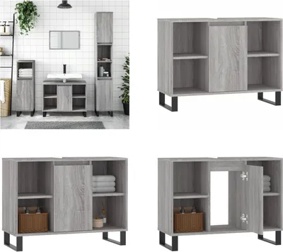 Produktbild von vidaXL Badschrank Grau Sonoma 80x33x60 cm Holzwerkstoff - Badezimmerschrank - Badezimmerschränke - Schrank - Schrank Bad