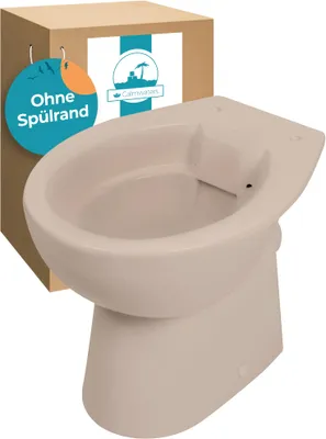 Produktbild von Calmwaters Stand WC spülrandlos in Beige-Bahamabeige, Tiefspüler mit Abgang waagerecht, hygienische Toilette ohne Spülrand, bodenstehendes WC aus Sanitärkeramik in Beige, 39 cm Höhe, 07AB6143