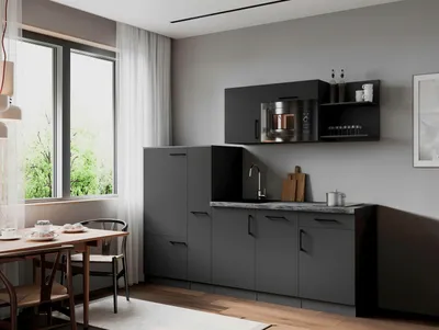 Produktbild von Respekta Küchenzeile Oliver Singleküche 235 cm mit Fronten in – Grau Matt