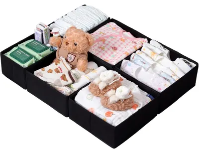 Productafbeelding van 6-delige set opbergbakken voor PAX garderobekast, afmetingen 75x58 cm, inklapbaar, zwart