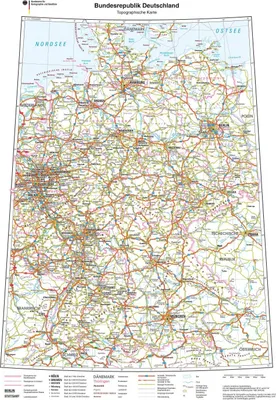 Produktbild von XXL Deutschlandkarte Topografisch 100 x 70cm, abwischbar, Landkarte Poster mit einseitiger Folienkaschierung Lieferung gerollt! (K704ab)
