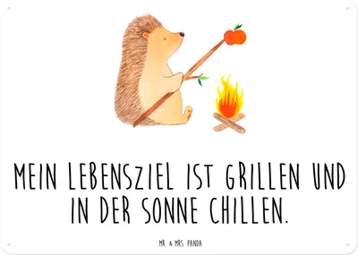 Produktbild von Mr. & Mrs. Panda tafel Igel Grillen DIN A3 - Weiß - Geschenk, Schild, Arbeitslos, Retro Blechschild, Ziele, Wandbild, Motivation, Lustige Sprüche, Magnetschild, Spruch