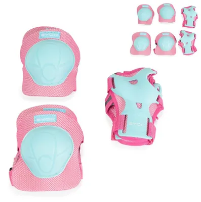 Produktbild von Byox Schutzausrüstung H110 Protektoren Ellenbogen- Handgelenk- und Knieschützer rosa