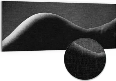 Produktbild von DEQORI Hybrid Leinwand Bild 150x60 cm 'Formen im Kontrast' Wandbild Glas flach modern