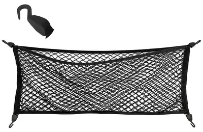 Obrázek produktu pro Síť do kufru, zavazadlová síť, rozměry 40 x 110 cm, provedení jako taška, s háčky z ABS plastu, vysoce elastická, vhodná pro SUV a nákladní vozidla