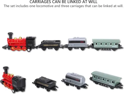 Immagine prodotto di Classico in lega di plastica simulato treno a vapore tirare indietro modello bambino giocattolo regalo (rosso)