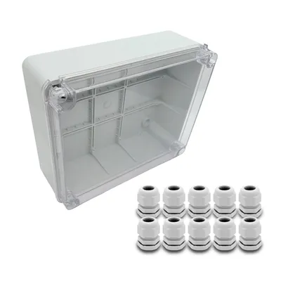 Produktbild von ARLI SET: Abzweigdose IP67 Sichttür Aufputz 310 x 230 x 130 mm + 10x Kabelverschraubungen M20 x 1,5 mm