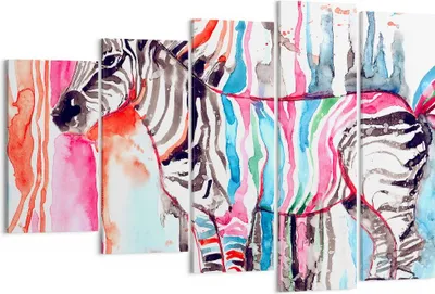 Produktbild von Bild auf Leinwand - Leinwandbild - Zebra Tiere Natur bunte - 150x100cm - Wand Bild - Wanddeko - Leinwanddruck - Bilder - Kunstdruck - Wanddekoration - Leinwand bilder - Wandkunst - EG150x100-3075