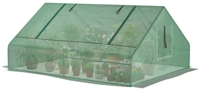 Produktbild von Mini-Gartengew?chshaus, Mini-Tunnelgew?chshaus, 180 x 140 x 80 cm, spitzes Stahldach, hochdichte PE-Platte (140 g/m2), 2 gro?e Fenster, dunkelgrš¹n