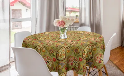 Produktbild von ABAKUHAUS Paisley Runde Tischdecke, Bunter persischer Stil, Kreis Tischdecke Abdeckung für Esszimmer Küche Dekoration, 150 cm, Mehrfarbig