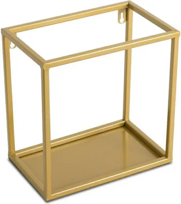 Produktbild von Wandregal, Hängeregal Metall Aufhängen, Rechteckig, Loft, Gold, 24 cm