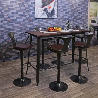 Produktbild von Barový stůl HWC-H10, vysoký barový stůl, průmyslový design jilmové dřevo MVG-certifikát 106x147x60cm vintage černohnědý