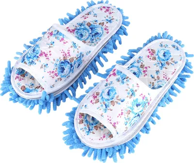 Produktbild von Multifunktionaler, rutschfester Bodenstaub-Reinigungs-Hausschuhe, Mopp, Hausreiniger, Himmelblau