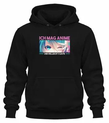 Immagine prodotto di Mi piacciono gli anime e forse 3 persone Kawaii Otaku Manga Fan Chibi Unisex Felpa con cappuccio, Nero, 3XL