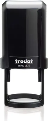 Produktbild von Trodat runder PRINTY 4630, rund max. 30 mm, Gehäuse schwarz, individuelle Stempelplatte mit Ihrem Wunschtext, Stempelkissen schwarz