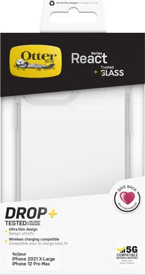 Immagine prodotto di OtterBox Custodia React con Vetro Trusted Glass per Apple Iphone 13 Pro Max A2643 Trasparente