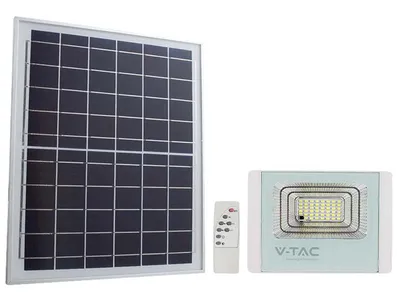 Obrázek produktu pro V-TAC Solární LED reflektor VT-25W, 12 W, 6400 K, s panelem + dálkové ovládání