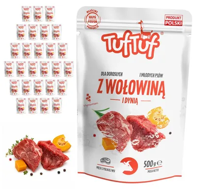 Produktbild von TufTuf | Hundefutter Rind - Nassfutter Set 30x500g Beutel - Hundenassfutter fur Hund