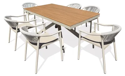 Produktbild von 6-sitzige Garten-Essgruppe aus Aluminium – Greige