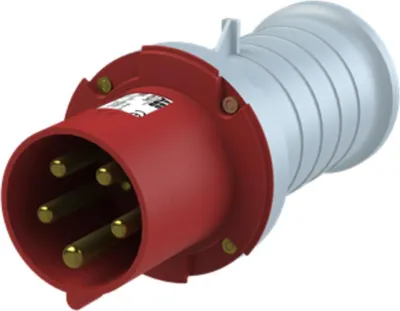 Produktbild von Amphenol 63 Ampere CEE Steckverbinder 5-polig (3P+N+PE) Stift, Kodierung 6h rot 200/346V bis 240/415V Frequenz 50 und
