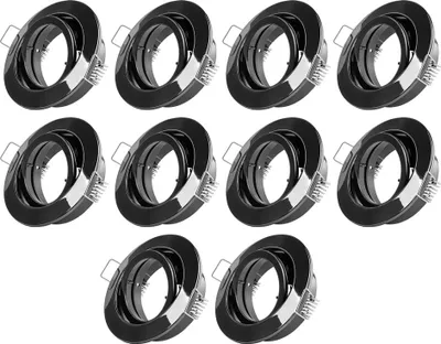 Produktbild von 10 x Einbaustrahler Schwarz glänzend schwenkbar 68mm max. 50W Bajonettverschluss