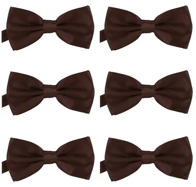 Produktbild von 6er Set DonDon Herren Fliege 12 x 6 cm gebunden und längenverstellbar braun