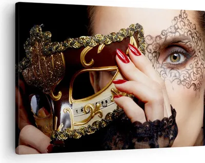 Produktbild von Bild auf Leinwand - Leinwandbild - Frau Mode Venedig Maske - 70x50cm - Wand Bild - Wanddeko - Leinwanddruck - Bilder - Kunstdruck - Wanddekoration - Leinwand bilder - Wandkunst - AA70x50-2680