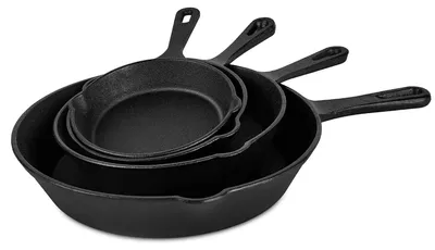 Immagine prodotto di Set di padelle in ghisa - Set di 4 padelle - 14/16/20/26 cm - Senza rivestimento - Adatte a tutti i tipi di fornelli, induzione compresa - Adatte al forno