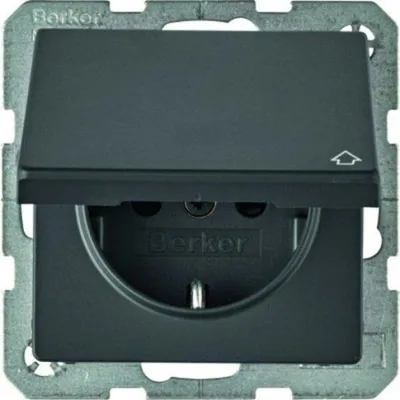 Produktbild von Berker Steckdose SCHUKO 47516076 m. Klappdeckel Q.1/Q.3 anthrazit, samt