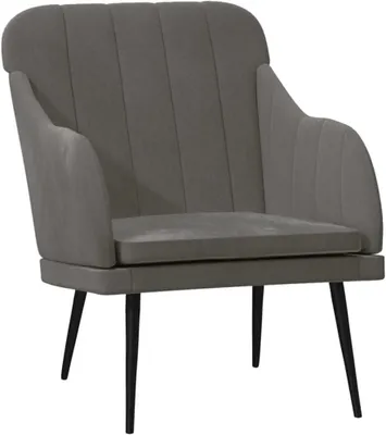 Immagine prodotto di Poltrona grigio scuro, 63x76x80 cm, in velluto, design moderno, schienale e braccioli confortevoli, struttura in metallo, stabile, ideale per soggiorno, camera da letto o balcone