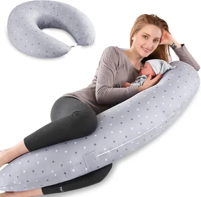 Obrázok produktu pre Tehotenský vankúš 170 cm, poťah 100% bavlna, podporný vankúš, sivá