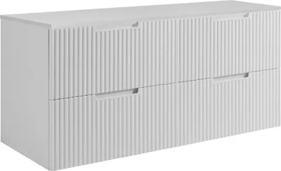 Image de RODAN | Meuble sous lavabo - Blanc - 120 cm - 4 Tiroirs Softclose - Armoire de salle de bain moderne