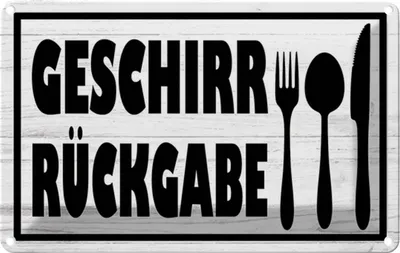 Produktbild von vianmo Blechschild 20x30 cm Geschirr Rückgabe Essen Trinken