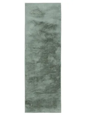 Produktbild von Fellteppich Furry Grün 70x200 cm Wohnzimmer Läufer Rutschfest Waschbar Hochflor benuta Flauschig Plüsch Shaggy Weich