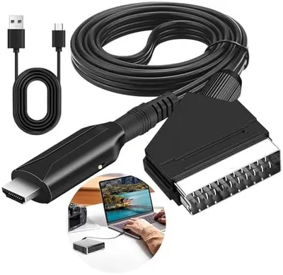 Produktbild von Scart auf HDMI Kabel Adapter, All in One Konverter SCART auf 1080p/720p HDMI Wandler Video Audio Adapter SCA-RT Eingangskabel auf HD-Ml Ausgangsanschluss für HDTV STB VHS Xbox PS3 Sky DVD Blu-ray usw