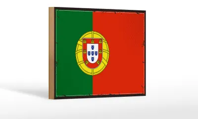Produktbild von Holzschild Flagge Portugals 18x12cm Retro Flag of Portugal Dekoration