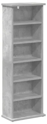 Image de vidaXL Étagère CD en béton gris, 60 x 17 x 92 cm, en matériau de bois