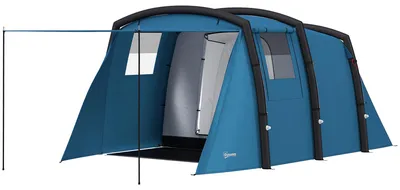 Produktbild von Aufblasbares Campingzelt 3-6 Personen Outdoor Tunnelzelt mit Seitenfenstern Tür Luftträger 4,4 x 2,8 x 1,95 m Blau