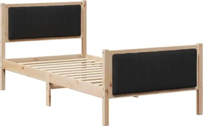 Produktbild von vidaXL Bettgestell Braun und Schwarz 90 x 200 cm Massivholz Kiefer