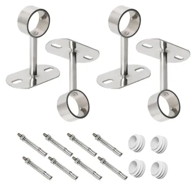 Imagen del producto de 4 soportes de acero inoxidable para cortinas, para montaje en pared