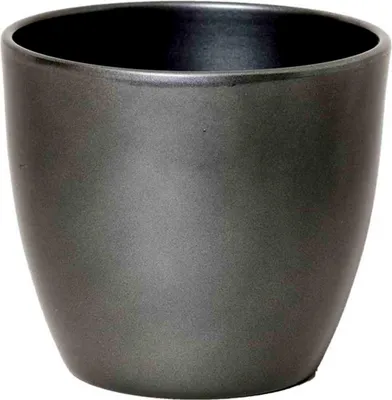 Produktbild von INNA-Glas Keramik Pflanztopf, Ø13,5cm, 12cm, anthrazit - Übertopf/Blumentopf