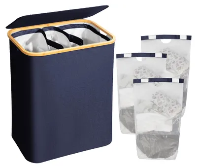 Immagine prodotto di Cesto portabiancheria Adel Dream con coperchio, cesto portabiancheria pieghevole, sacco portabiancheria pieghevole (160L, blu)