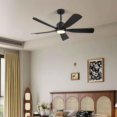 Immagine prodotto di Ventilatore da soffitto AIORBER con luce LED, 132 cm, silenzioso, dimmerabile, funzione reversibile, telecomando, ventilatore moderno, nero