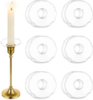 Productafbeelding van Glas Kaarsenhouders - Druppelvangers Kaarsen - Decoratieve Verlichting - Mondgeblazen Glas - 12 Stuks - Transparant
