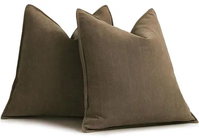 Zdjęcie produktu dla Zestaw 2 dekoracyjnych poszewek na poduszki, 50x50 cm, materiał: chenille, kolor: brązowy