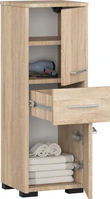 Zdjęcie produktu dla AKORD Furniture Factory OP0LLAZDAB002, Dąb, Wolnostojący, 3 pół., 1 szuf., 2 drzw., Matowy