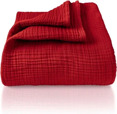 Productafbeelding van Famanu mousseline sprei, 180x220 cm - 100% katoen - Extra zachte deken in bordeauxrood