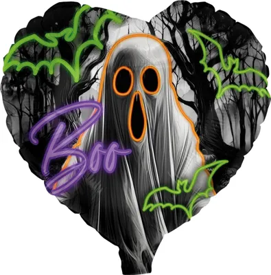 Produktbild von Folienballon Halloween Neon Herz 45 cm Luftballon Feier Helium Party Deko Ballon